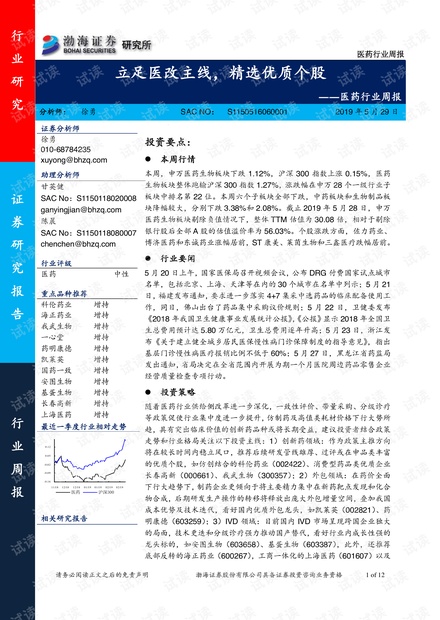 医药独家品种股：医药行业优质股 